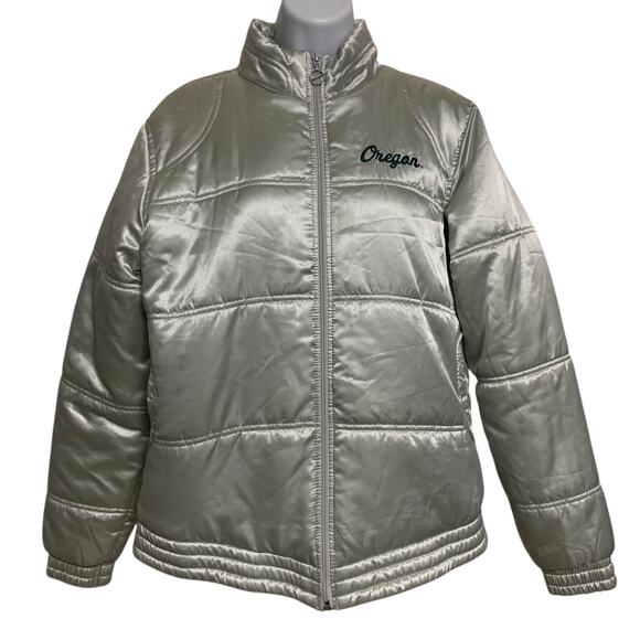 Nike Oregon Ducks Silver Team Puffer Jacket Girls Size L (12-14)
